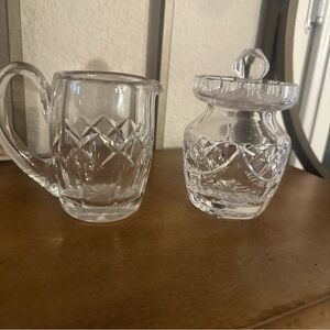 Vintage Waterford Lismore Heavy Cut Crystal Pitcher and Jam Jar/Sugar Bowl Set
